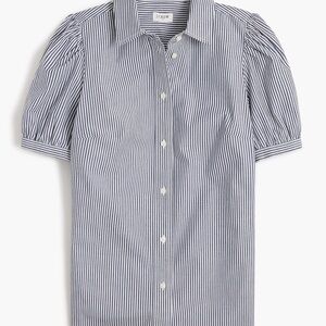 J. Crew Navy and White Striped Button Down Shirt